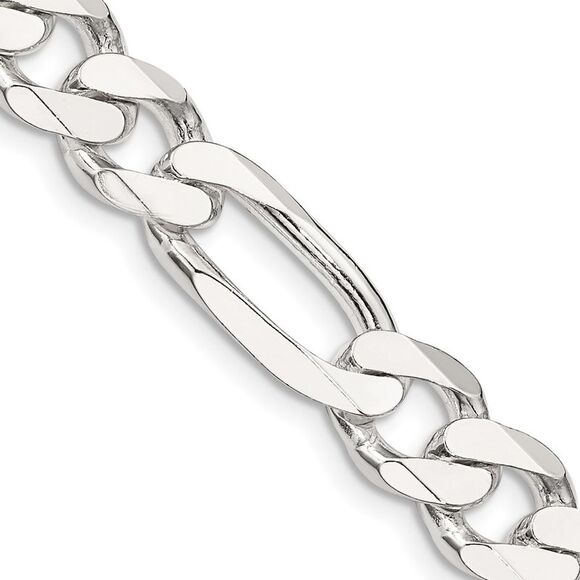 Kazi Luxury Sterling Silver 9mm Figaro Chain